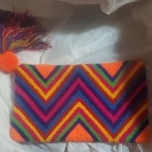 Colorful Chevron Clutch with Tassel